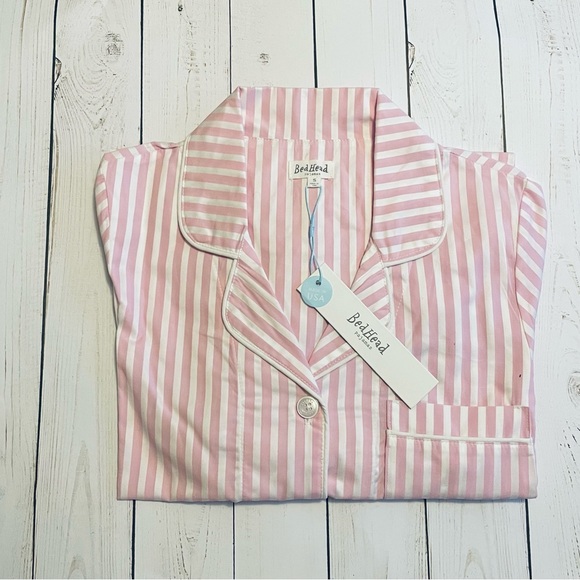 NWT Bed Head Pajamas Striped Cotton Shorty Pajama Set. Brand New! Pink & White - Picture 3 of 10